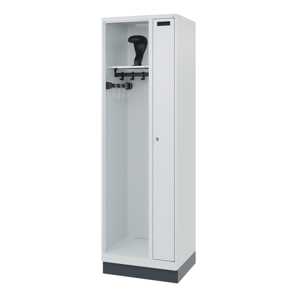 C+P brandweerkast KOMBI, sokkel, 1 compartiment, hxbxd 1.850 x 600 x 500 mm, lichtgrijs, met helmhouder Productafbeelding nr. 5: C+P brandweerkast KOMBI, sokkel, 1 compartiment, hxbxd 1.850 x 600 x 500 mm, lichtgrijs, met helmhouder