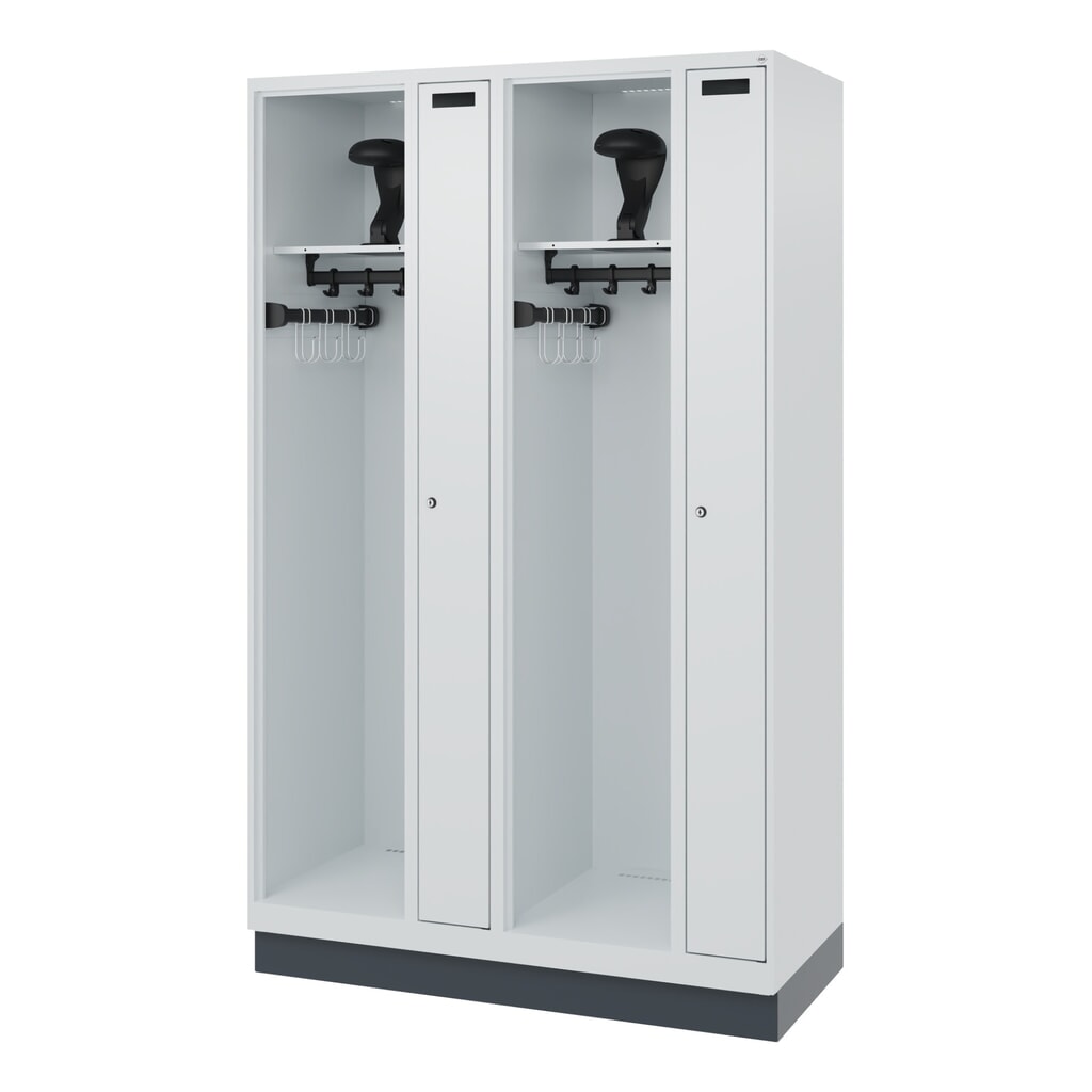 C+P brandweerkast KOMBI, sokkel, 2 compartimenten, hxbxd 1.850 x 1.200 x 500 mm, lichtgrijs, met helmhouder Productafbeelding nr. 5: C+P brandweerkast KOMBI, sokkel, 2 compartimenten, hxbxd 1.850 x 1.200 x 500 mm, lichtgrijs, met helmhouder