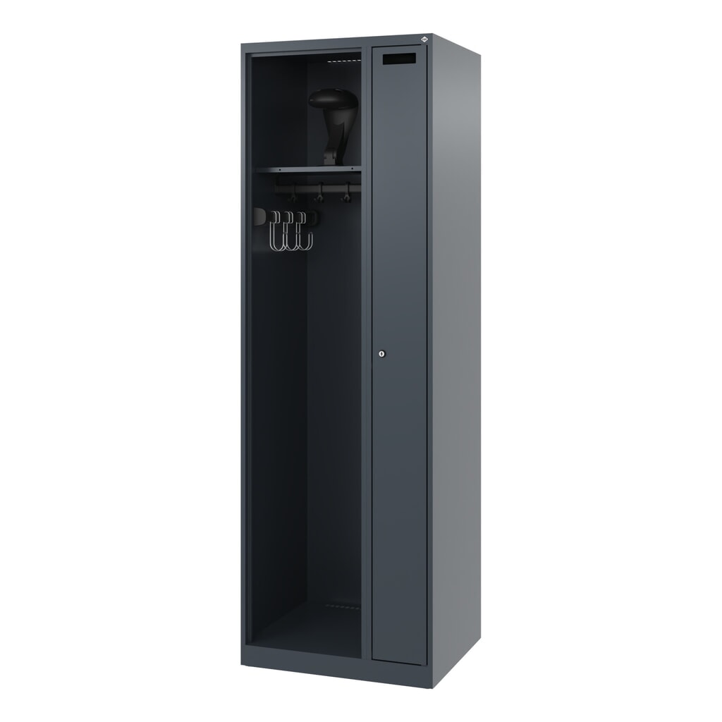 C+P brandweerkast KOMBI, vloerglijders, 1 compartiment, hxbxd 1.850 x 600 x 500 mm, antracietgrijs, met helmhouder Productafbeelding nr. 5: C+P brandweerkast KOMBI, vloerglijders, 1 compartiment, hxbxd 1.850 x 600 x 500 mm, antracietgrijs, met helmhouder