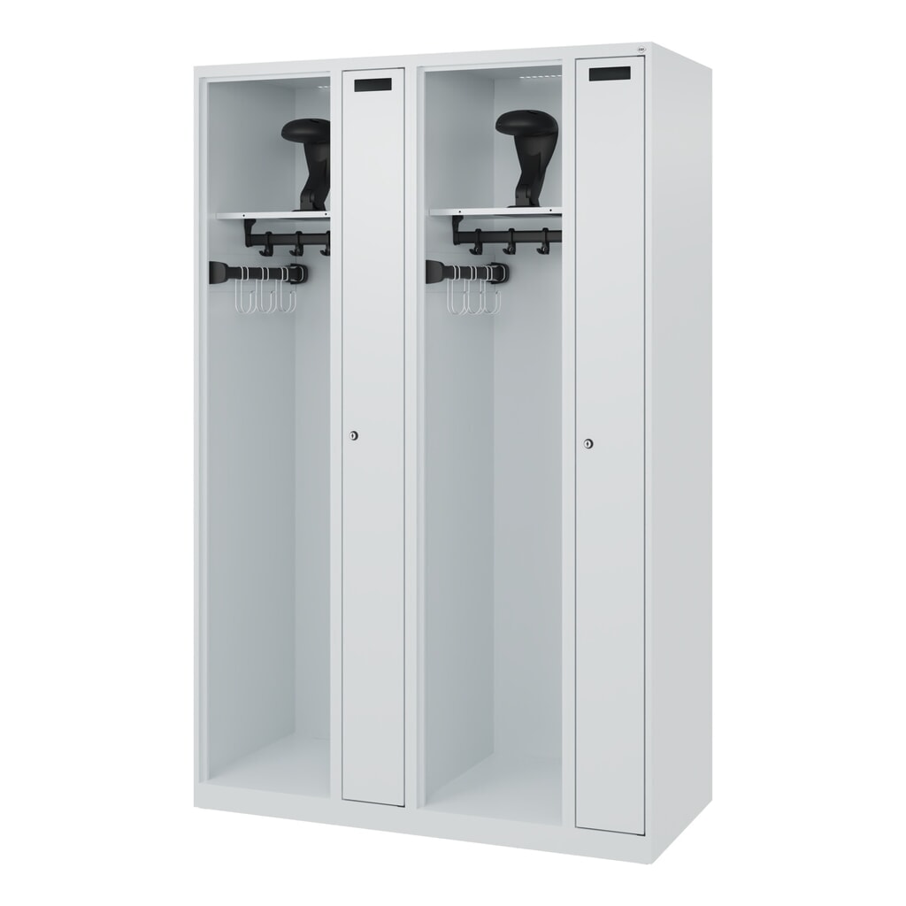 C+P brandweerkast KOMBI, vloerglijders, 2 compartimenten, hxbxd 1.850 x 1.200 x 500 mm, lichtgrijs, met helmhouder Productafbeelding nr. 5: C+P brandweerkast KOMBI, vloerglijders, 2 compartimenten, hxbxd 1.850 x 1.200 x 500 mm, lichtgrijs, met helmhouder