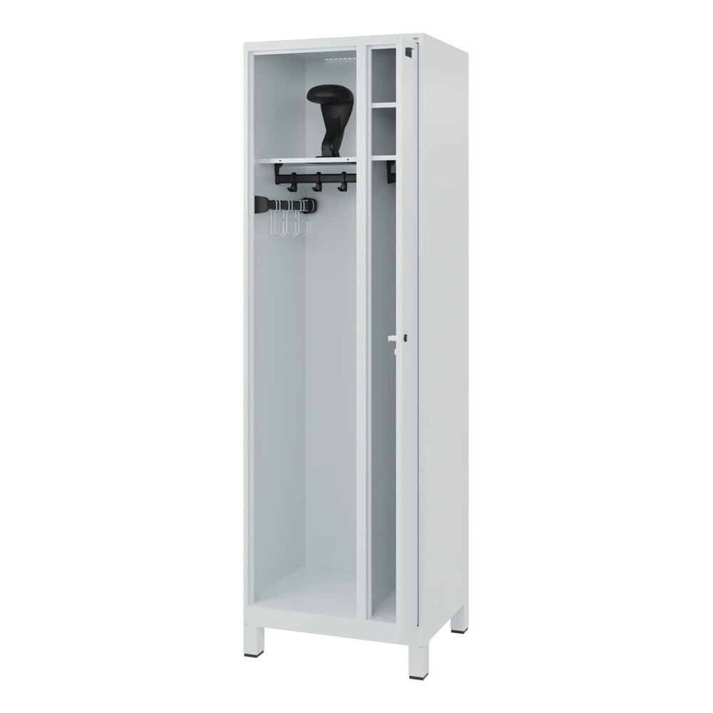 Productafbeelding nr. 1: C+P brandweerkast KOMBI, voeten, 1 compartiment, hxbxd 1.850 x 600 x 500 mm, lichtgrijs, met helmhouder