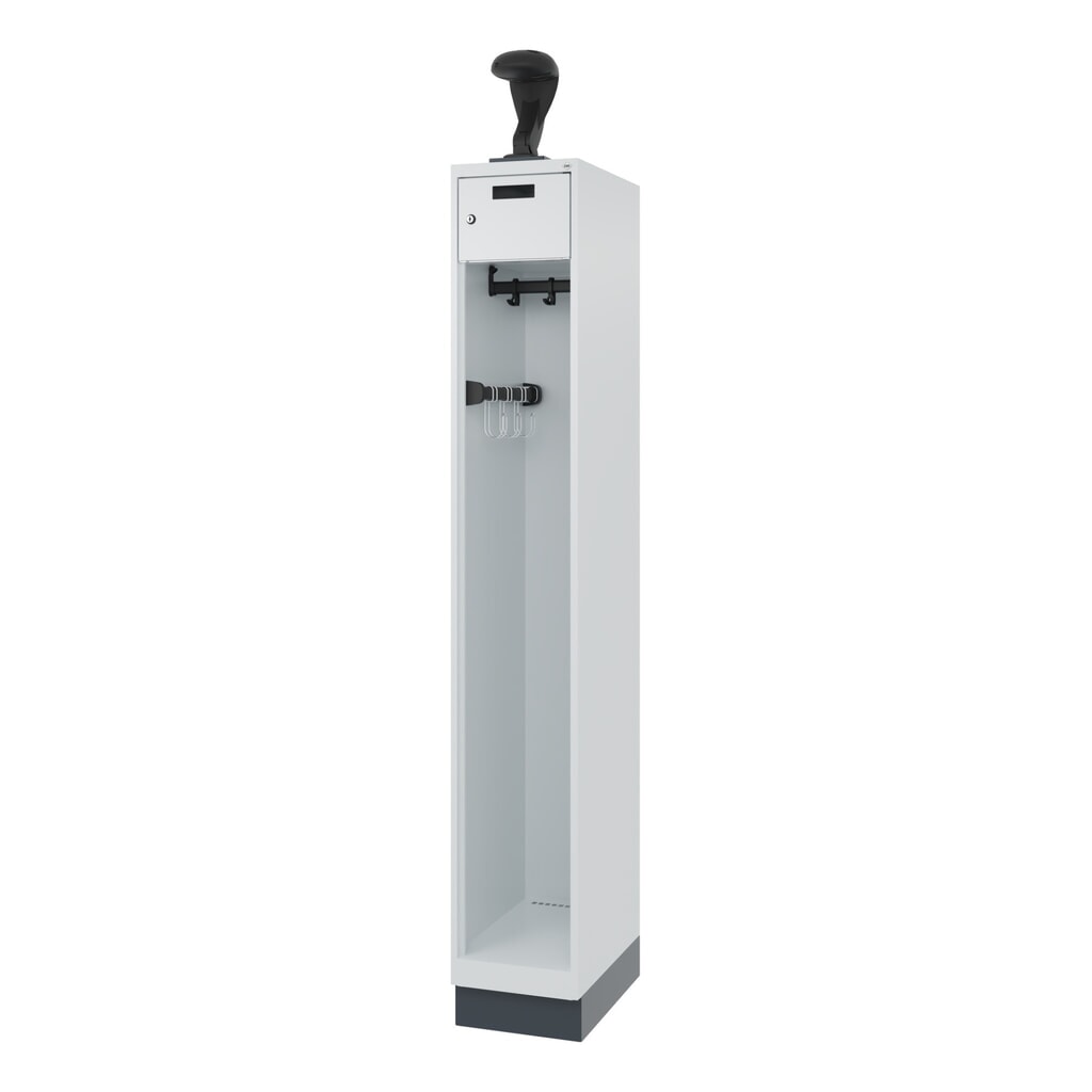 Productafbeelding nr. 5: C+P brandweerkast PRAKTUS, sokkel, 1 compartiment, hxbxd 1.850 x 300 x 500 mm, lichtgrijs, met helmhouder