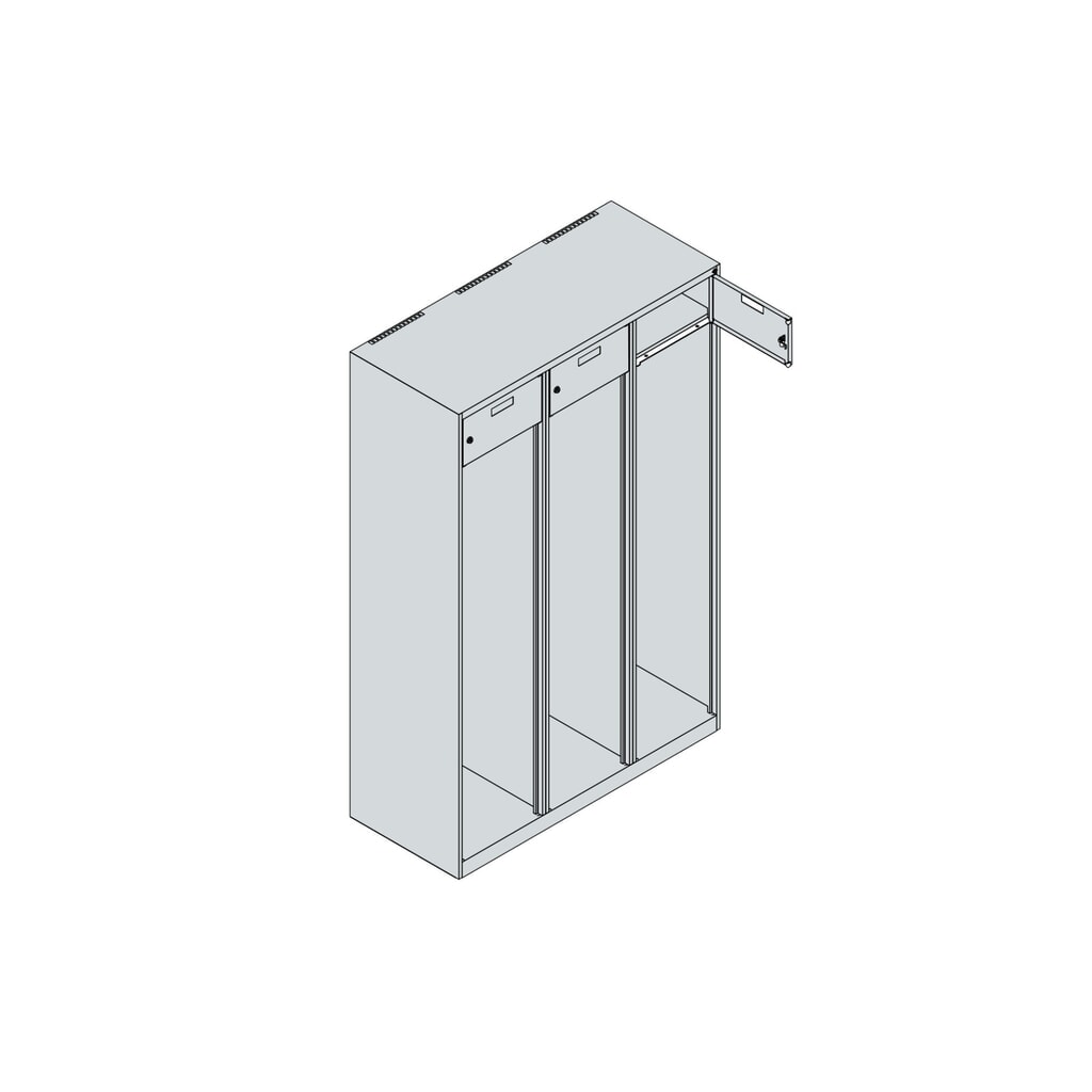 Productafbeelding nr. 4: C+P brandweerkast PRAKTUS, sokkel, 3 compartimenten, hxbxd 1.850 x 1.200 x 500 mm, lichtgrijs, met helmhouder