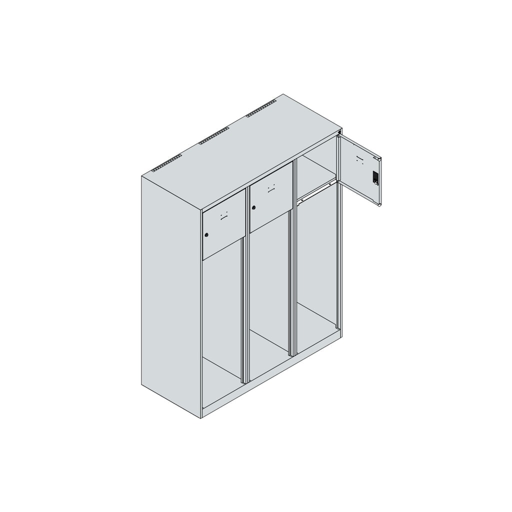 Productafbeelding nr. 4: C+P brandweerkast YOUNGSTER, voeten, 3 compartimenten, hxbxd 1.530 x 1.200 x 500 mm, vuurrood, met helmhouder
