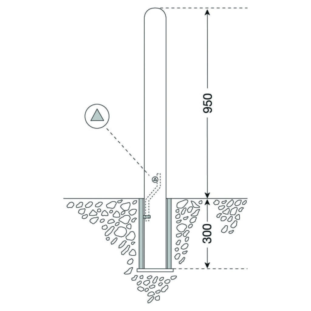 CITY paal WIEN, ronde buis Ø 108 mm, voor verankeren in beton incl. grondbuis, uitneembaar, zonder kettingoog Productafbeelding nr. 2: CITY paal WIEN, ronde buis Ø 108 mm, voor verankeren in beton incl. grondbuis, uitneembaar, zonder kettingoog