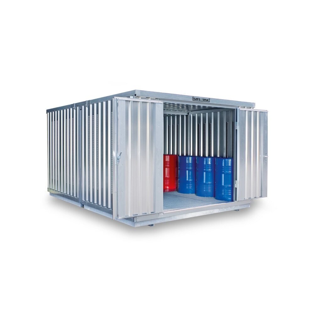 Productafbeelding nr. 1: Combinatie van containers voor gevaarlijke stoffen SAFE Tank 3000 PLG, verzinkt, voorgemonteerd, buitenafmetingen 3.050x6.520x2.310 mm, dubbele draaideur (asymmetrische verdeling), centraal in de korte zijde, opslagruimte 19 m²