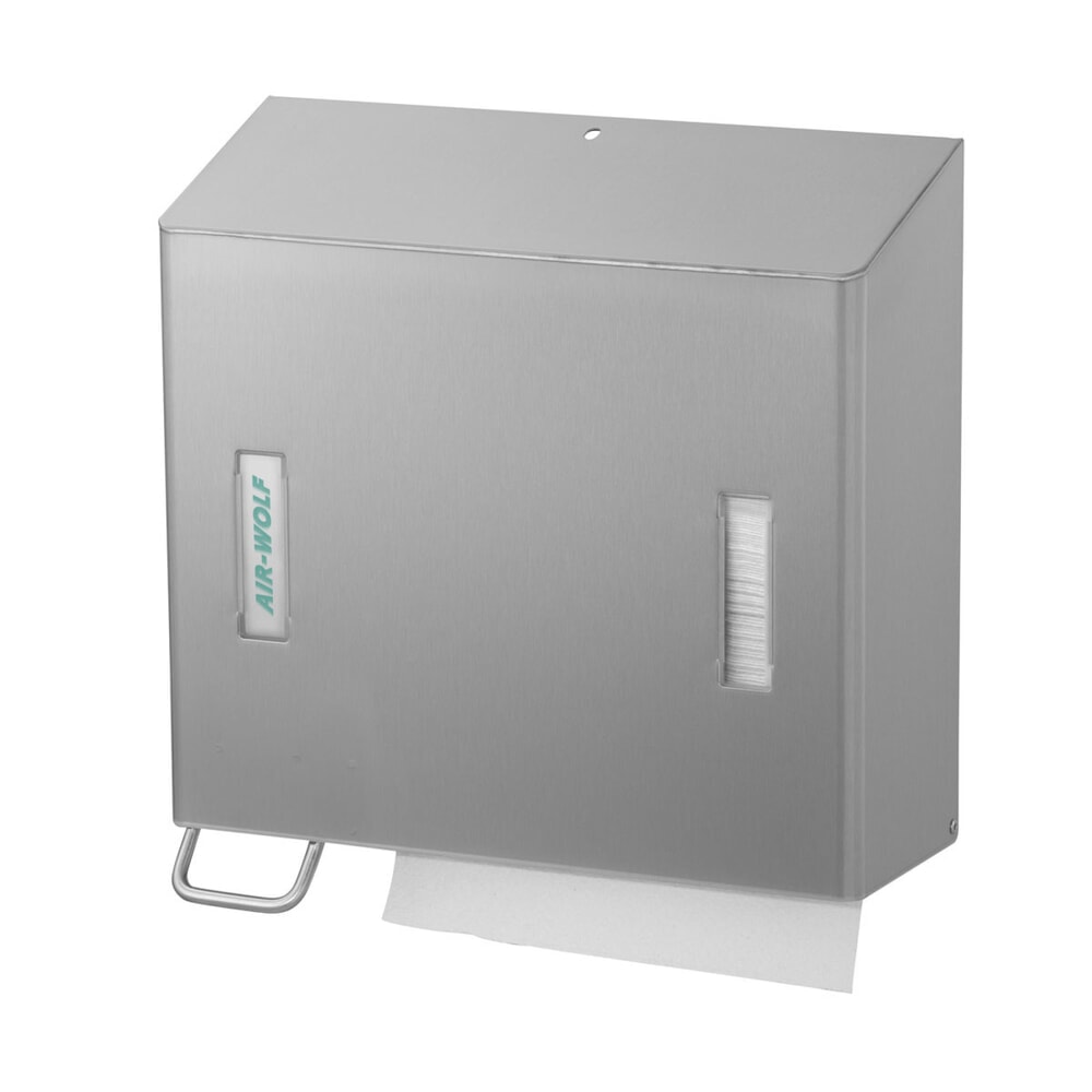 Productafbeelding nr. 1: Combinatie van dispenser voor papieren handdoekjes en zeepdispenser links Air-Wolf geborsteld roestvrij staal