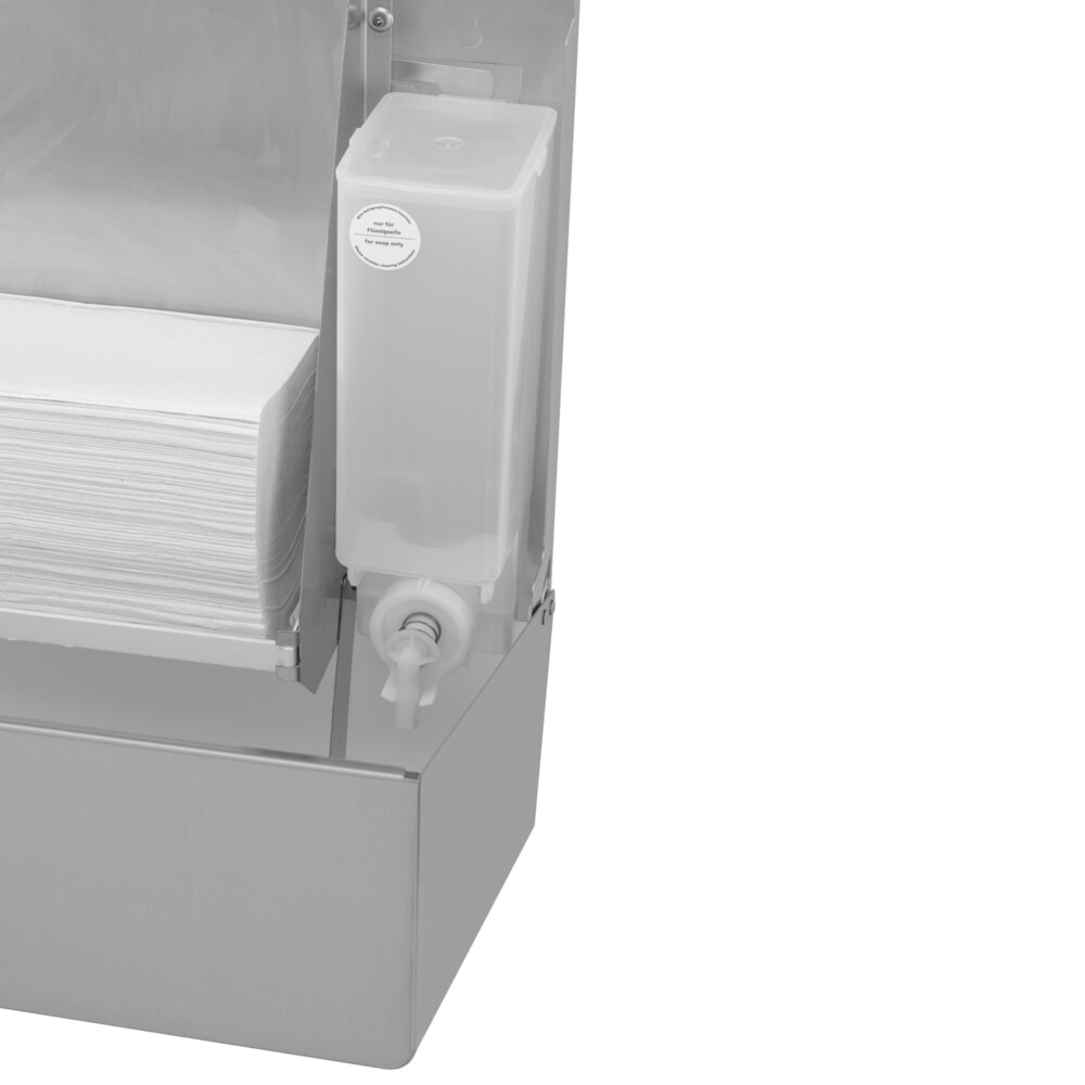 Productafbeelding nr. 3: Combinatie van dispenser voor papieren handdoekjes en zeepdispenser rechts Air-Wolf geborsteld roestvrij staal