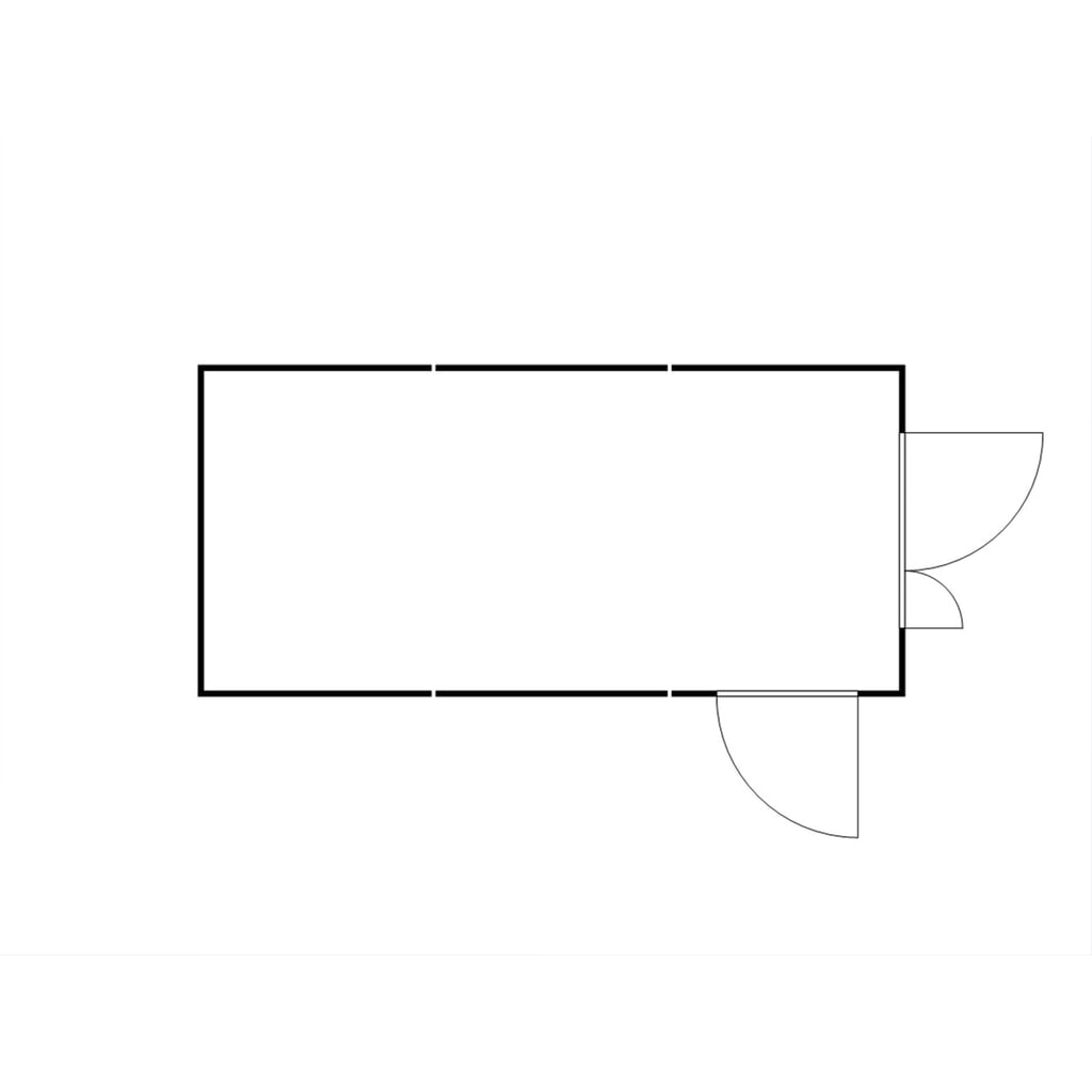 Productafbeelding nr. 2: Combinatie van materiaalcontainers FLADAFI®, gedemonteerd, 18 m², met houten vloer, hxbxd 2.150 x 3.050 x 6.520 mm, dubbele draaideur (asymmetrische indeling), gecentreerd aan de voorzijde, extra deur