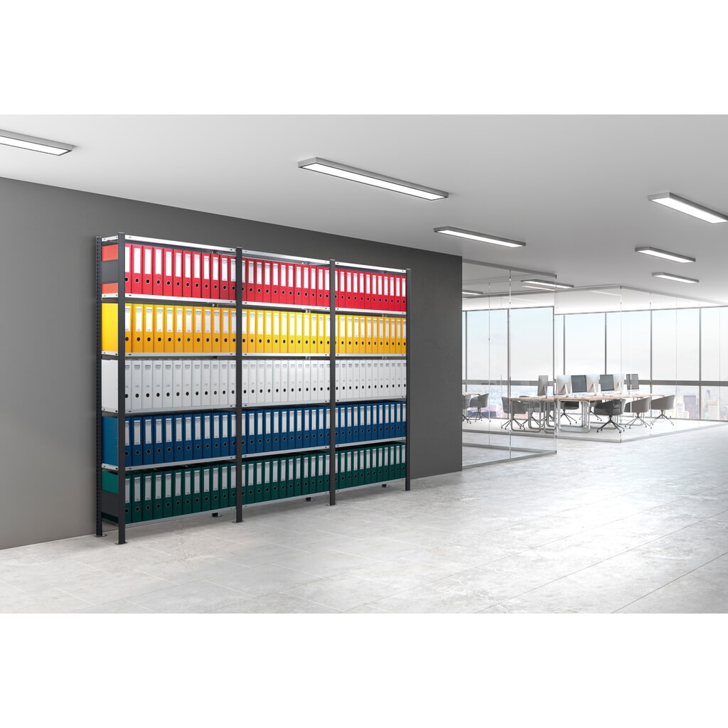 Complete archiefrekken SCHULTE, eenzijdig, vaklast 85 kg, HxBxD 2.000 x 3.000 x 300 mm, zwart Productafbeelding nr. 3: Complete archiefrekken SCHULTE, eenzijdig, vaklast 85 kg, HxBxD 2.000 x 3.000 x 300 mm, zwart