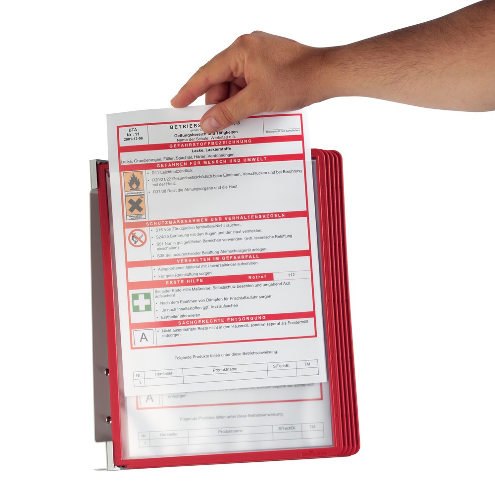 Productafbeelding nr. 3: Complete set wandhouder Vario®, 5 displaymappen, rood