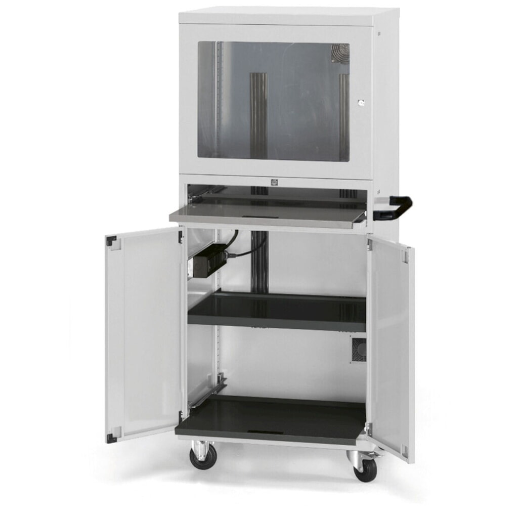 Computerkast Fami Standard, 1 ventilator, 4 contactdozen, hxbxd 1.688 x 807 x 654 mm, lichtgrijs Productafbeelding nr. 2: Computerkast Fami Standard, 1 ventilator, 4 contactdozen, hxbxd 1.688 x 807 x 654 mm, lichtgrijs