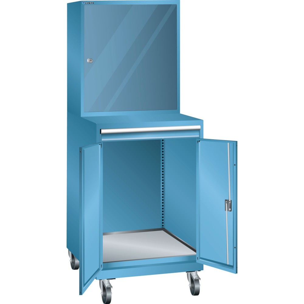 Product afbeelding: Computerkast LISTA verrijdbaar 36x36E, (bxdxh) 717x725x1837 mm, zonder stekkerlijst, lichtblauw