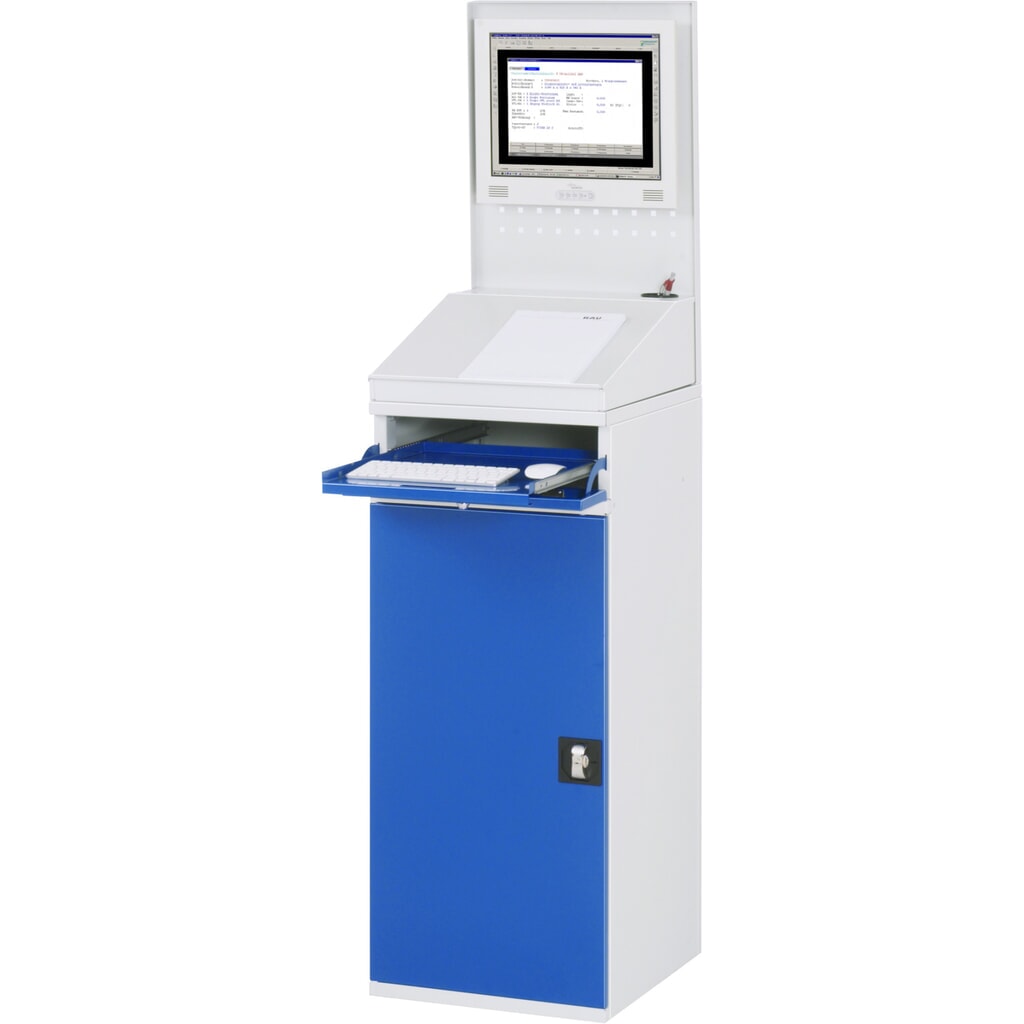 Computerkast RAU, uitschuifblad voor het toetsenbord, draaideur, geperforeerde achterwand, lades, stationair Productafbeelding nr. 2: Computerkast RAU, uitschuifblad voor het toetsenbord, draaideur, geperforeerde achterwand, lades, stationair