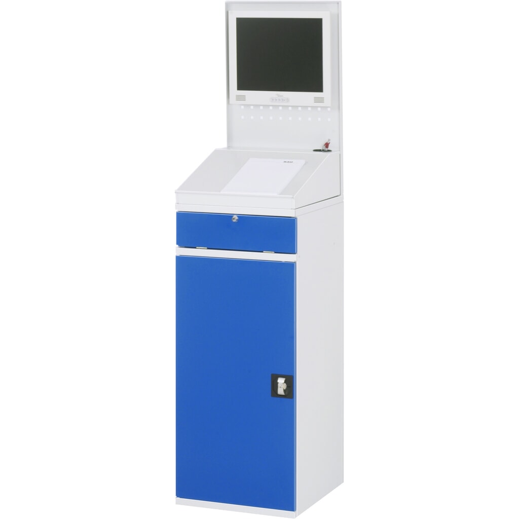 Computerkast RAU, uitschuifblad voor het toetsenbord, draaideur, geperforeerde achterwand, lades, stationair Productafbeelding nr. 3: Computerkast RAU, uitschuifblad voor het toetsenbord, draaideur, geperforeerde achterwand, lades, stationair