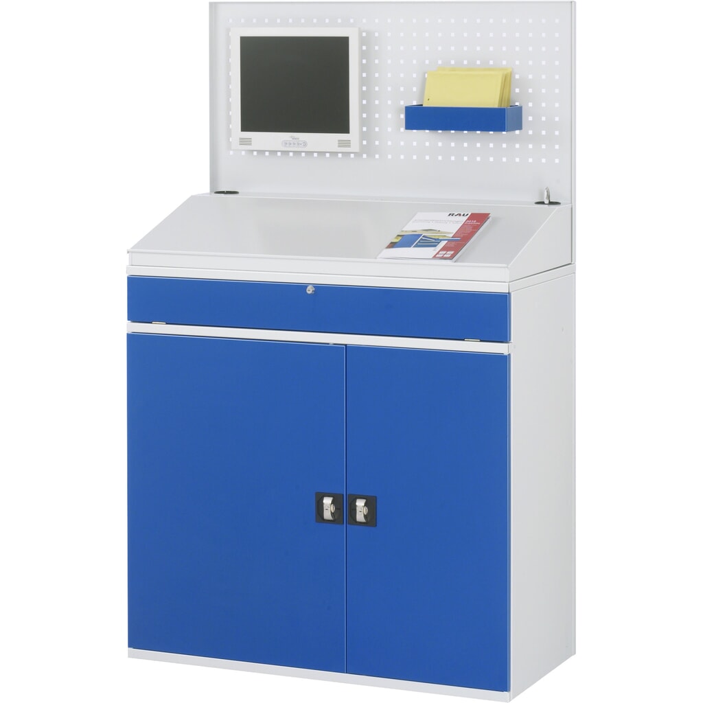 Computerkast RAU, uitschuifblad voor het toetsenbord, dubbele draaideur, geperforeerde achterwand, aantal lades x h x b: 1 x 80 x 1.020 mm, stationair Productafbeelding nr. 2: Computerkast RAU, uitschuifblad voor het toetsenbord, dubbele draaideur, geperforeerde achterwand, aantal lades x h x b: 1 x 80 x 1.020 mm, stationair
