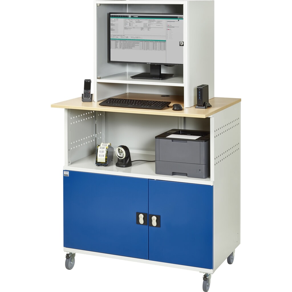 Computertafel RAU met monitorbehuizing, mobiel Productafbeelding nr. 7: Computertafel RAU met monitorbehuizing, mobiel
