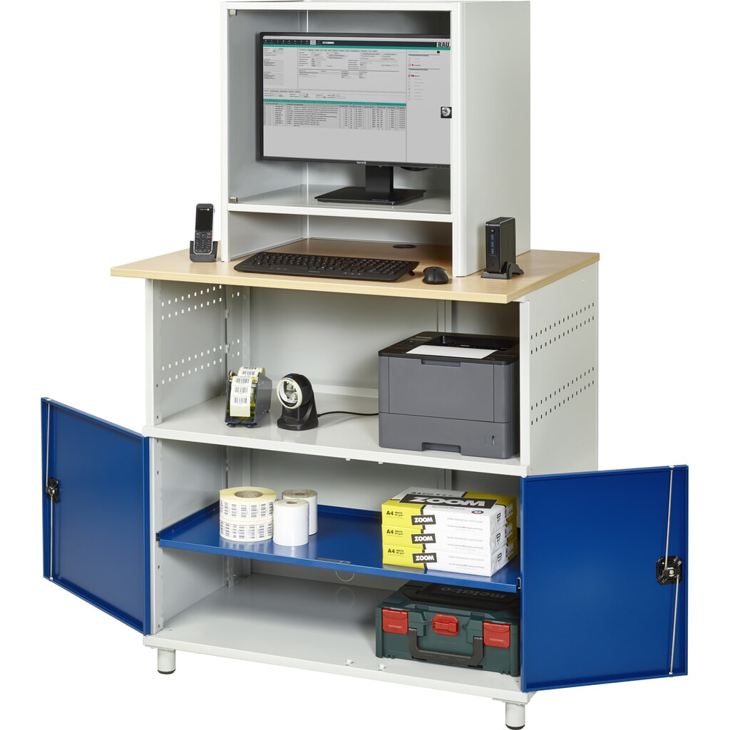 Computertafel RAU met monitorbehuizing, stationair Product afbeelding: Computertafel RAU met monitorbehuizing, stationair