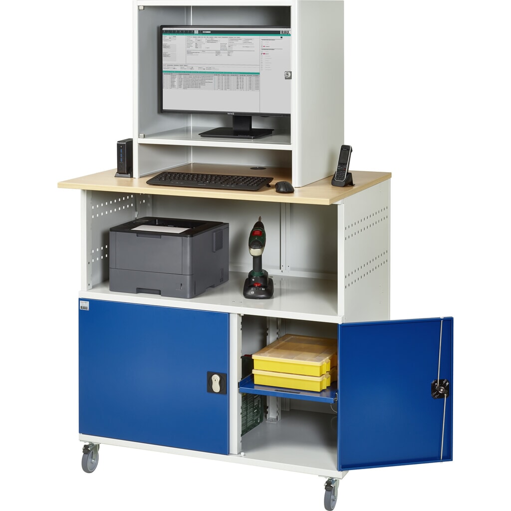 Computertafel RAU met monitorbehuizing, mobiel Productafbeelding nr. 7: Computertafel RAU met monitorbehuizing, mobiel