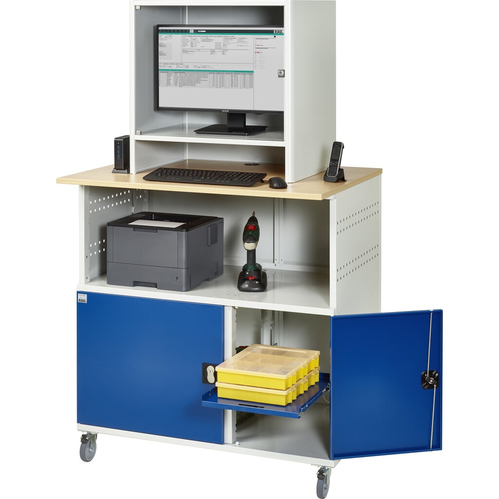 Computertafel RAU met monitorbehuizing, mobiel Productafbeelding nr. 8: Computertafel RAU met monitorbehuizing, mobiel