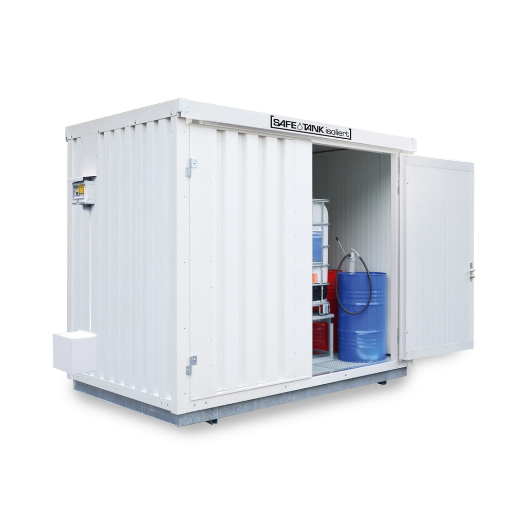Container voor gevaarlijke stoffen SAFE Tank 1000 ALG, buitenoprek, verzinkt, gemonteerd, buitenafmetingen 3.350x2.170x2.560 mm, dubbele draaideur, centraal in de brede zijde, opslagruimte 5 m² Product afbeelding: Container voor gevaarlijke stoffen SAFE Tank 1000 ALG, buitenoprek, verzinkt, gemonteerd, buitenafmetingen 3.350x2.170x2.560 mm, dubbele draaideur, centraal in de brede zijde, opslagruimte 5 m²