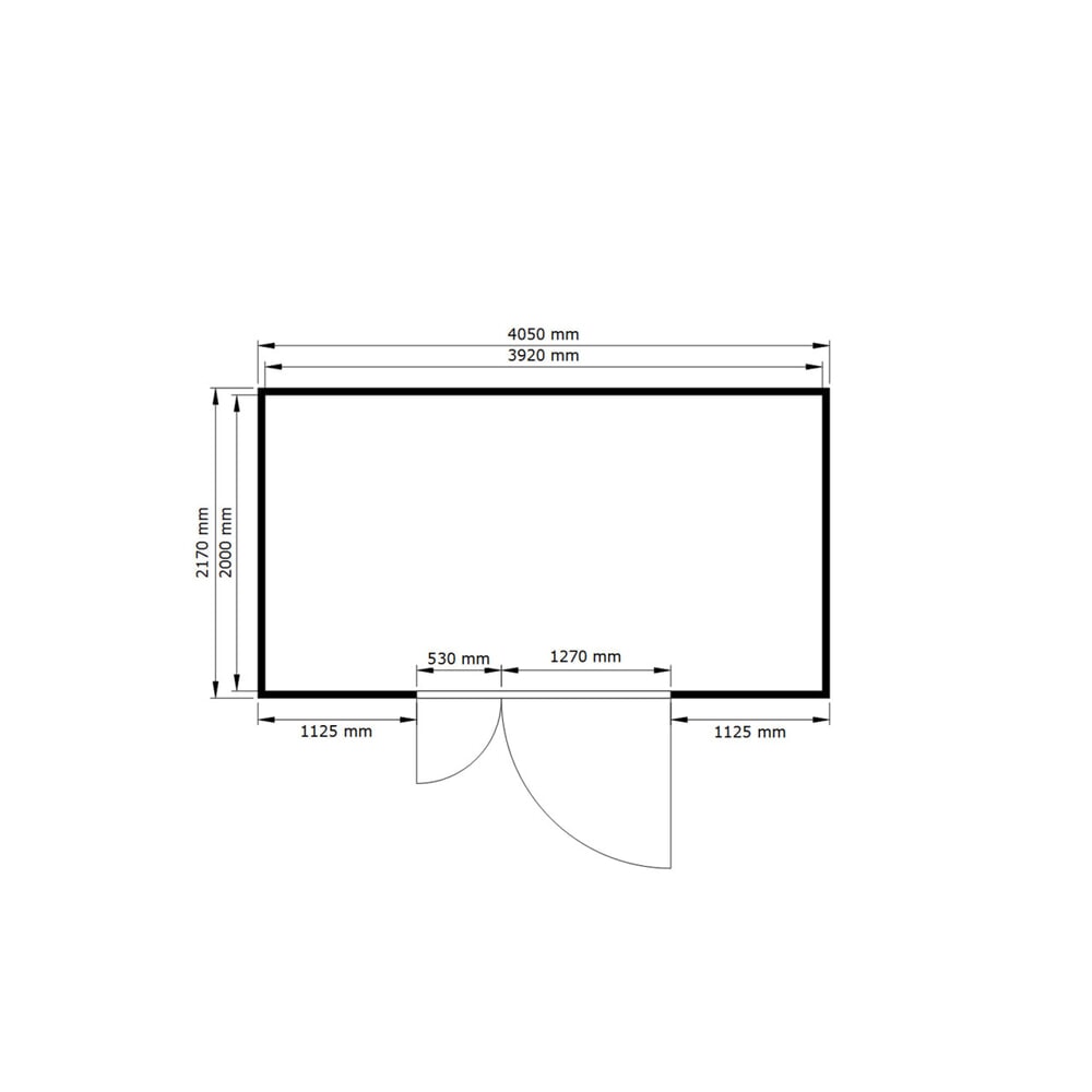 Productafbeelding nr. 2: Container voor gevaarlijke stoffen SAFE Tank 1350 PLG, buitenoprek, verzinkt, gemonteerd, buitenafmetingen 4.050x2.170x2.300 mm, dubbele draaideur (asymmetrische verdeling), centraal in de zijde van 4 meter, opslagruimte 8 m²