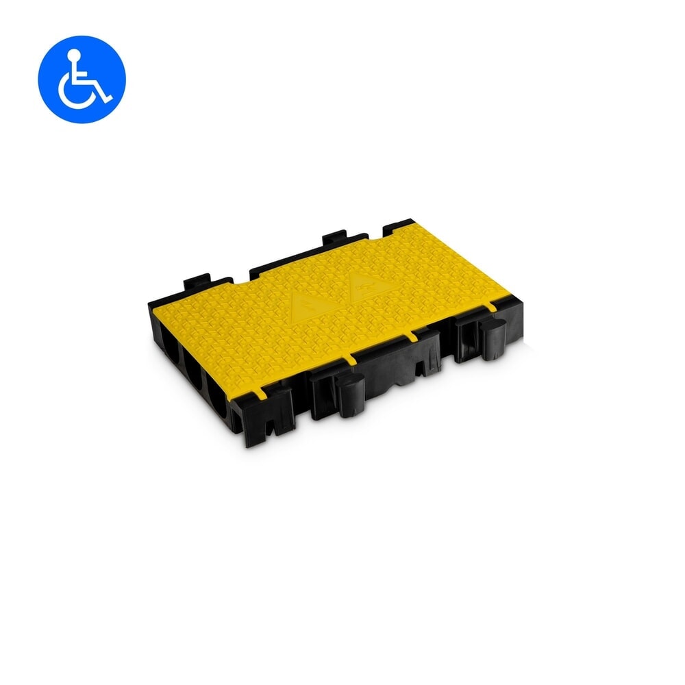 Product afbeelding: Defender® by Adam Hall kabelbrug MIDI 3 2D middensectie, 3 kanalen, zwart/geel, halve uitvoering