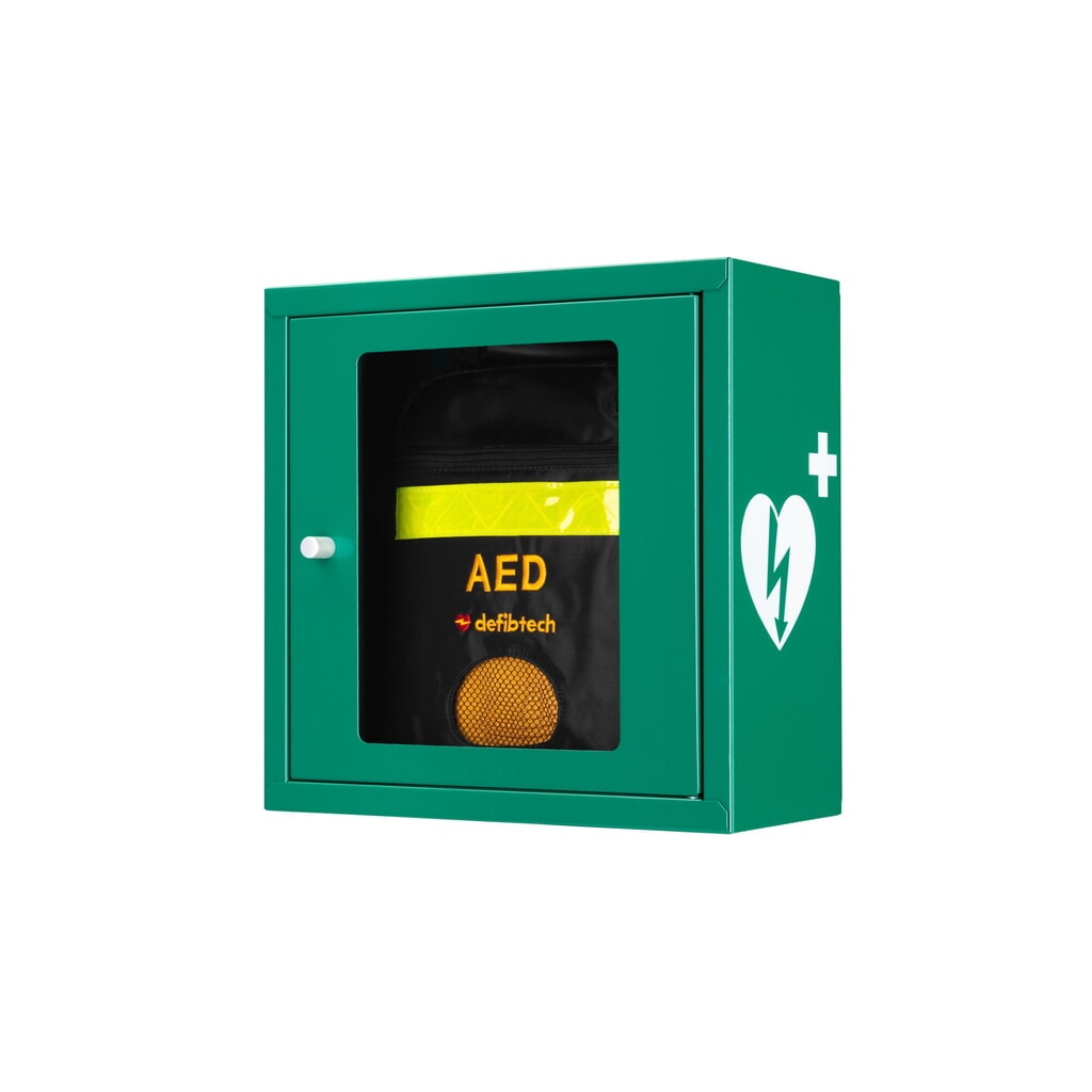 Product afbeelding: defibtech Defibrillatorkast met geluidsalarm, signaalgroen