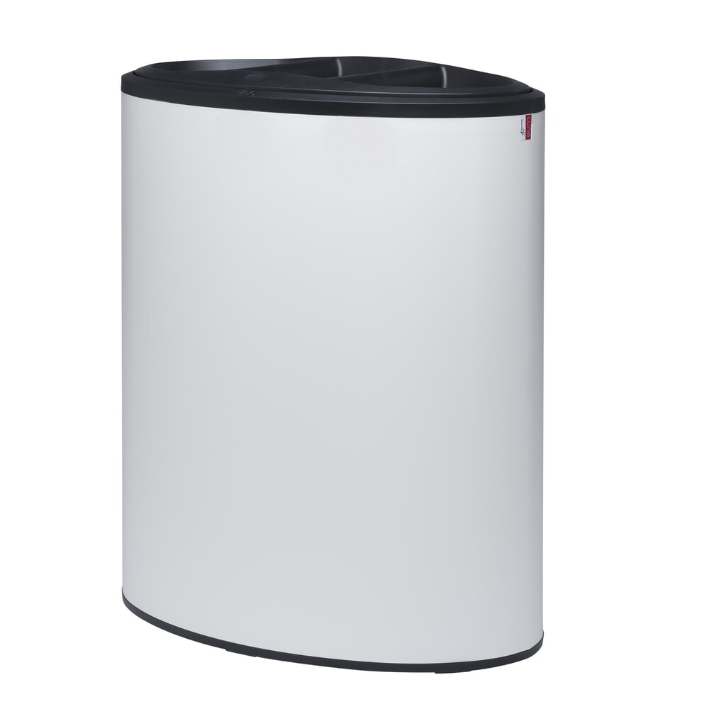 Product afbeelding: Design afvalemmer LUNE Binc, wit, zwart, met open deksel