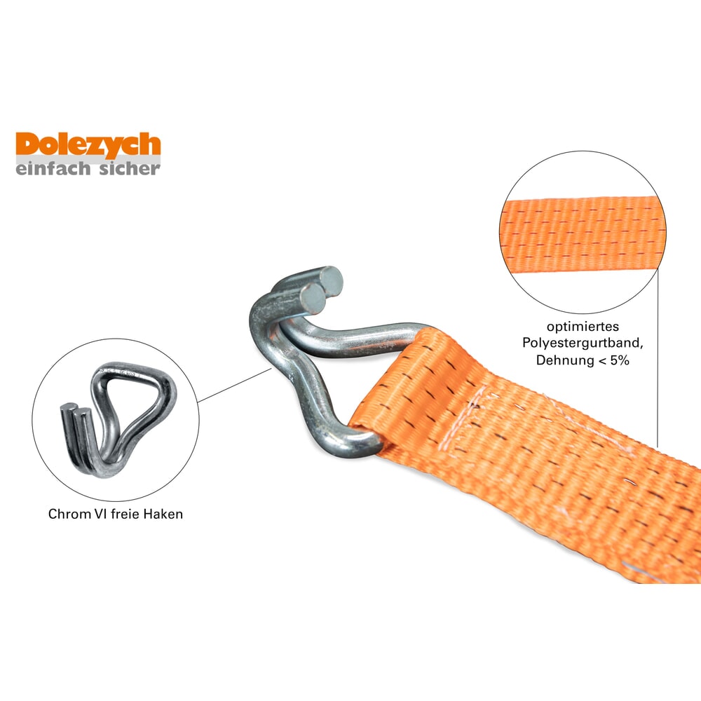 Productafbeelding nr. 2: Dolezych DoMulti 5000 sjorband met lange hendel, trekratel en profielhaak, lengte 8 m