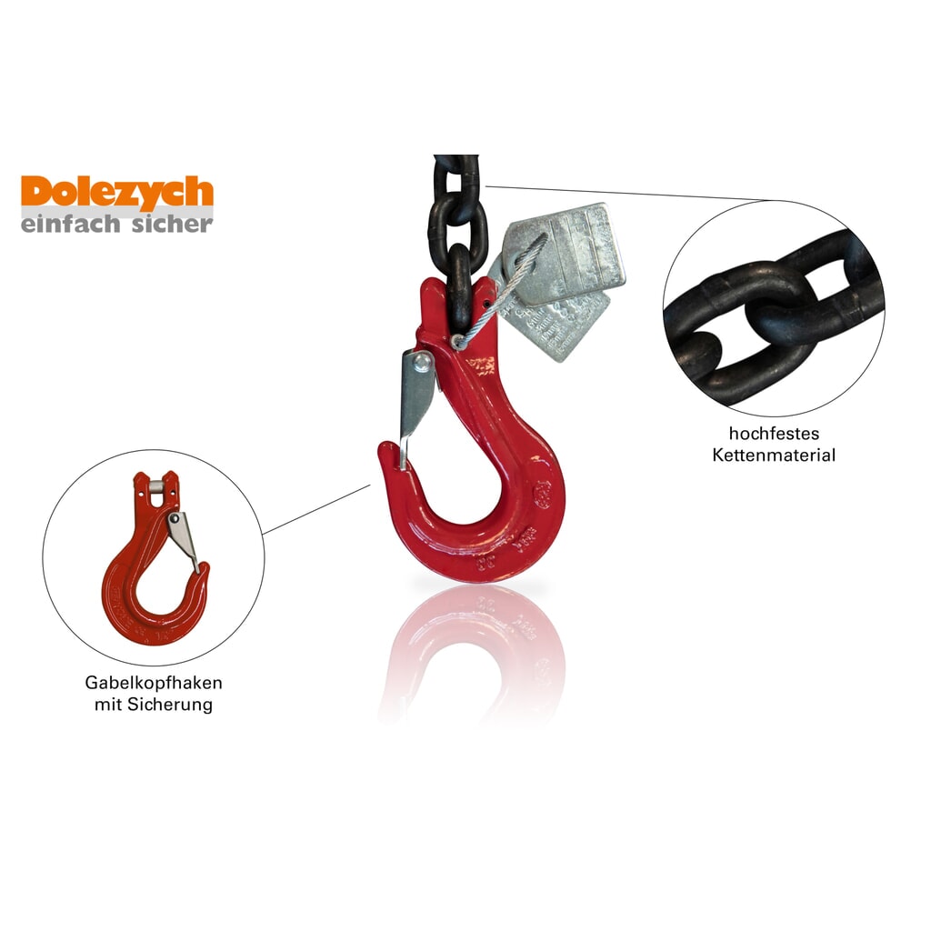 Productafbeelding nr. 2: Dolezych 2-delige klemsjorketting, splithaak aan beide zijden, 2.200 daN, lengte 2 m