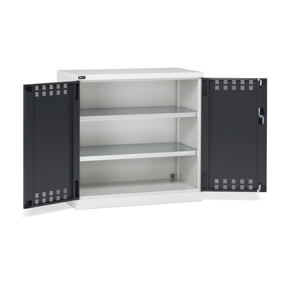 Product afbeelding: Draaideurkast Fami PERFOM, 2 legborden, geperforeerde draaideuren, hxbxd 1.000 x 1.023 x 555 mm, lichtgrijs, antraciet