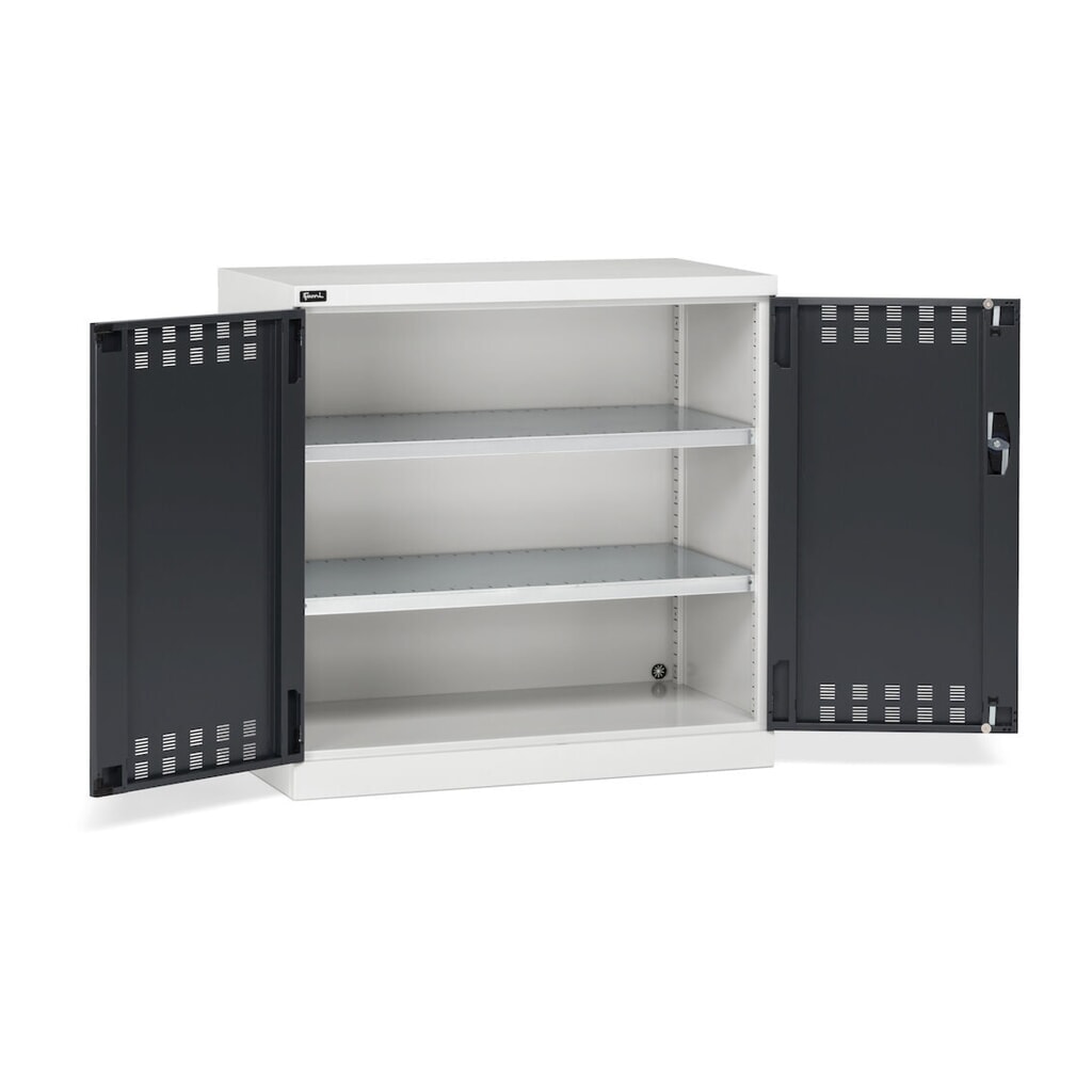 Productafbeelding nr. 3: Draaideurkast Fami PERFOM, 2 legborden, geperforeerde draaideuren, hxbxd 1.000 x 1.023 x 555 mm, lichtgrijs, antraciet