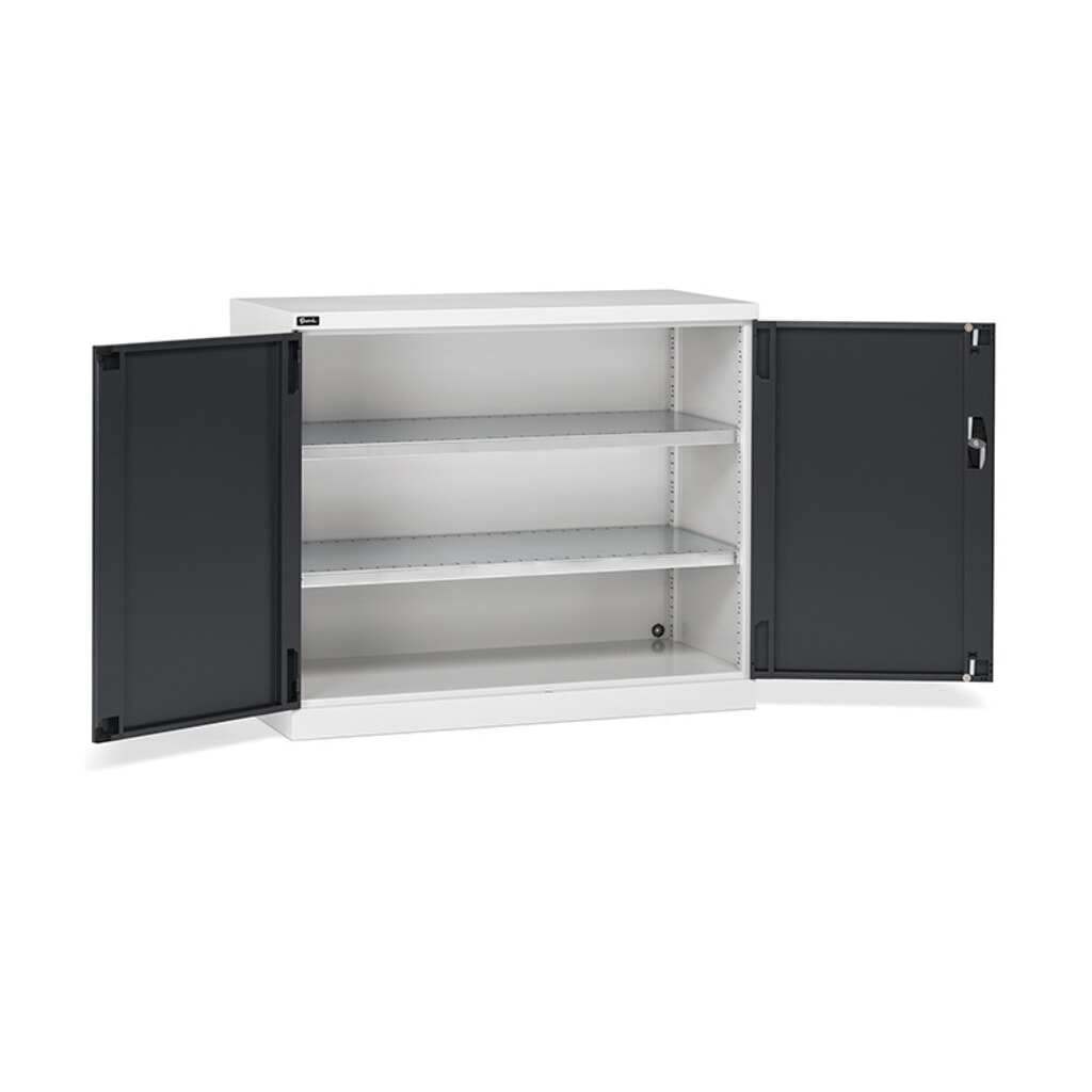 Draaideurkast Fami PERFOM, 2 legborden, hxbxd 1.000 x 1.193 x 555 mm, lichtgrijs, antraciet Product afbeelding: Draaideurkast Fami PERFOM, 2 legborden, hxbxd 1.000 x 1.193 x 555 mm, lichtgrijs, antraciet