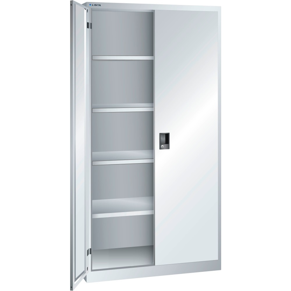 Product afbeelding: Draaideurkast LISTA, (bxdxh) 1000x500x1950 mm, 4 verstelbare legborden, lichtgrijs, KEY Lock