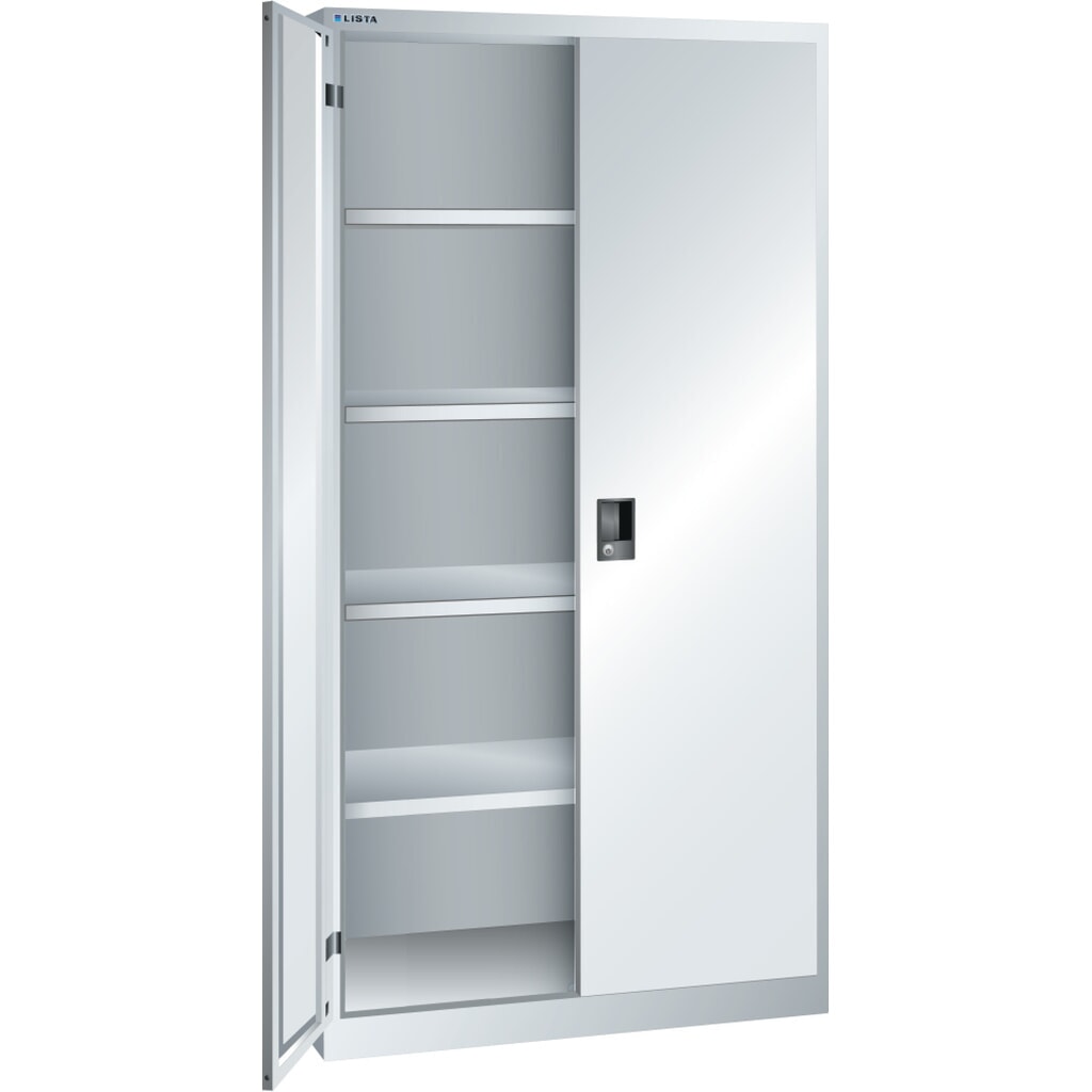 Draaideurkast LISTA, (bxdxh) 1000x500x1950 mm, 4 verstelbare legborden, lichtgrijs, RFID Lock