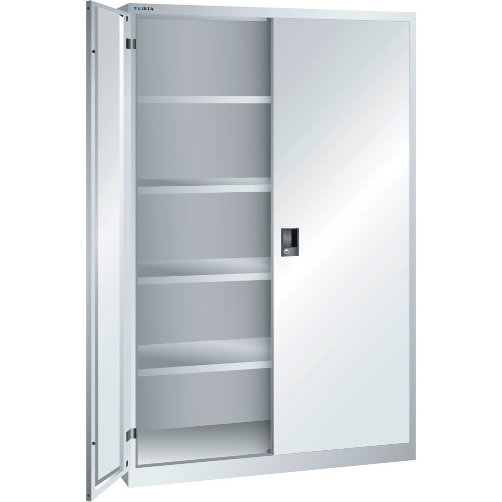 Product afbeelding: Draaideurkast LISTA, (bxdxh) 1250x580x1950 mm, 4 verstelbare legborden, lichtgrijs, KEY Lock