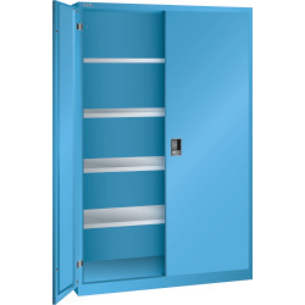 Product afbeelding: Draaideurkast met 4 verzinkte legborden, hxbxd 1950 x 1250 x 580 mm, lichtblauw, lichtblauw