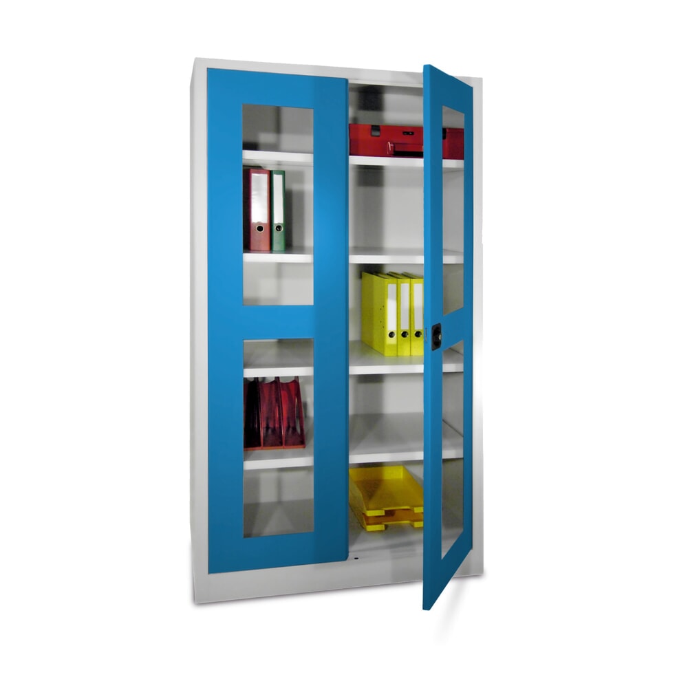 Product afbeelding: Draaideurkast PAVOY met kijkvensters, hxbxd 1.950 x 640 x 400 mm, lichtgrijs, lichtgrijs