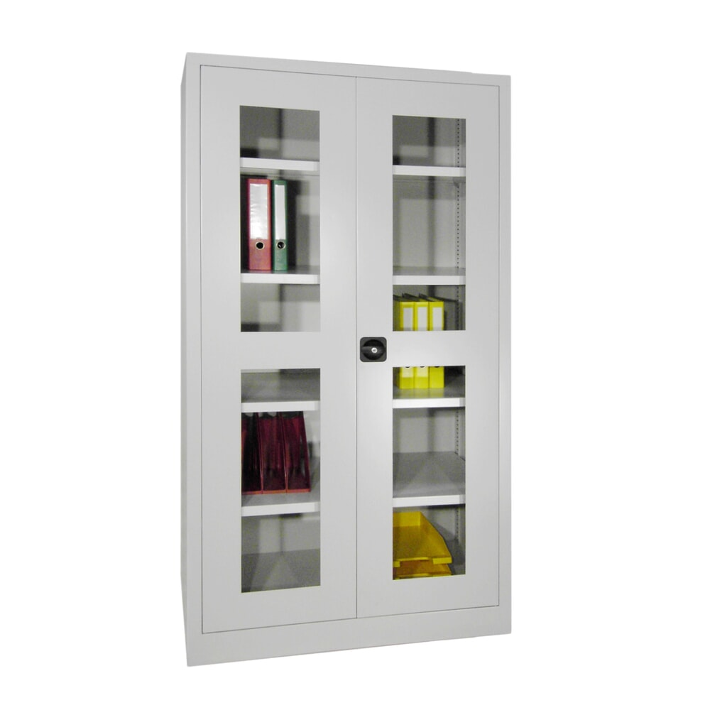 Productafbeelding nr. 3: Draaideurkast PAVOY met kijkvensters, hxbxd 1.950 x 640 x 400 mm, lichtgrijs, lichtgrijs