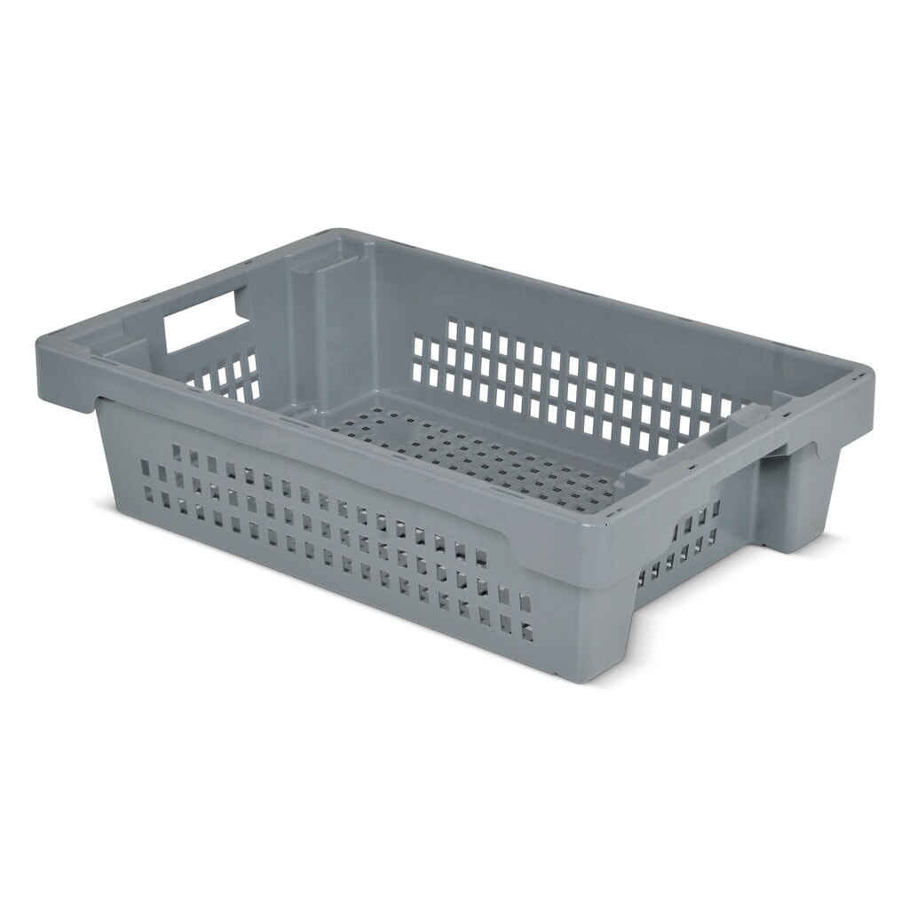 Euroboxen, geperforeerde wanden en bodem , 25 liter, mgrijs Product afbeelding: Euroboxen, geperforeerde wanden en bodem , 25 liter, mgrijs
