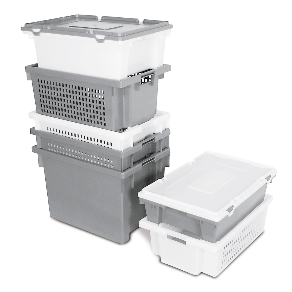 Euroboxen, geperforeerde wanden en bodem , 32 liter, wit Productafbeelding nr. 4: Euroboxen, geperforeerde wanden en bodem , 32 liter, wit