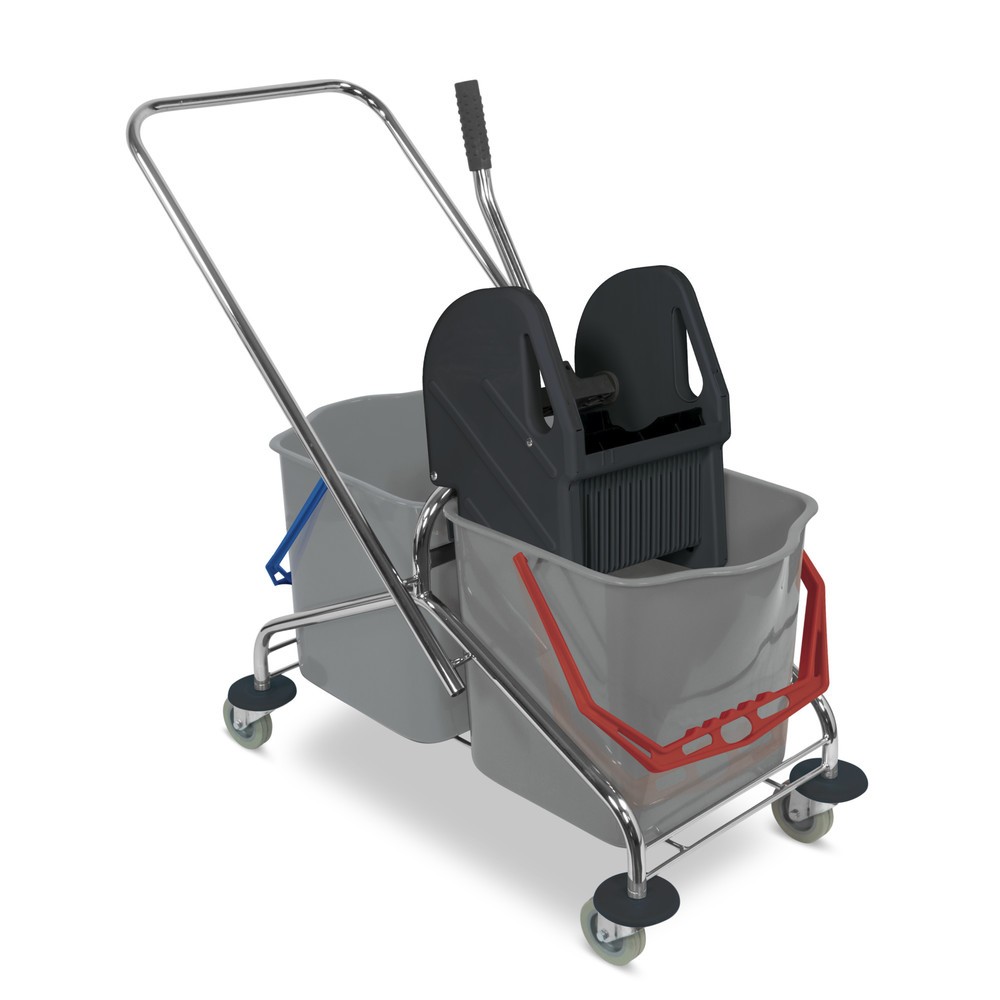 Product afbeelding: Dubbele schoonmaakwagen Sprintus, chroom, emmer 2x 27 l
