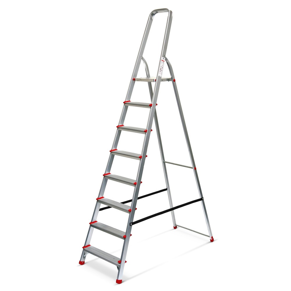 Product afbeelding: Dubbele trap met platform en beugel, 1-zijdig, hoogte 1,76 m