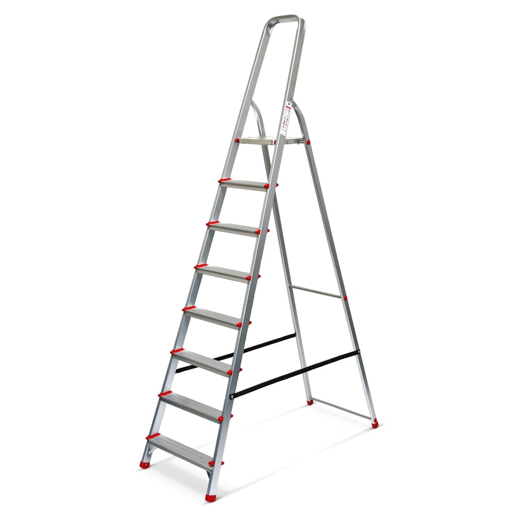 Product afbeelding: Dubbele trap met platform en beugel, 1-zijdig, hoogte 1,76 m