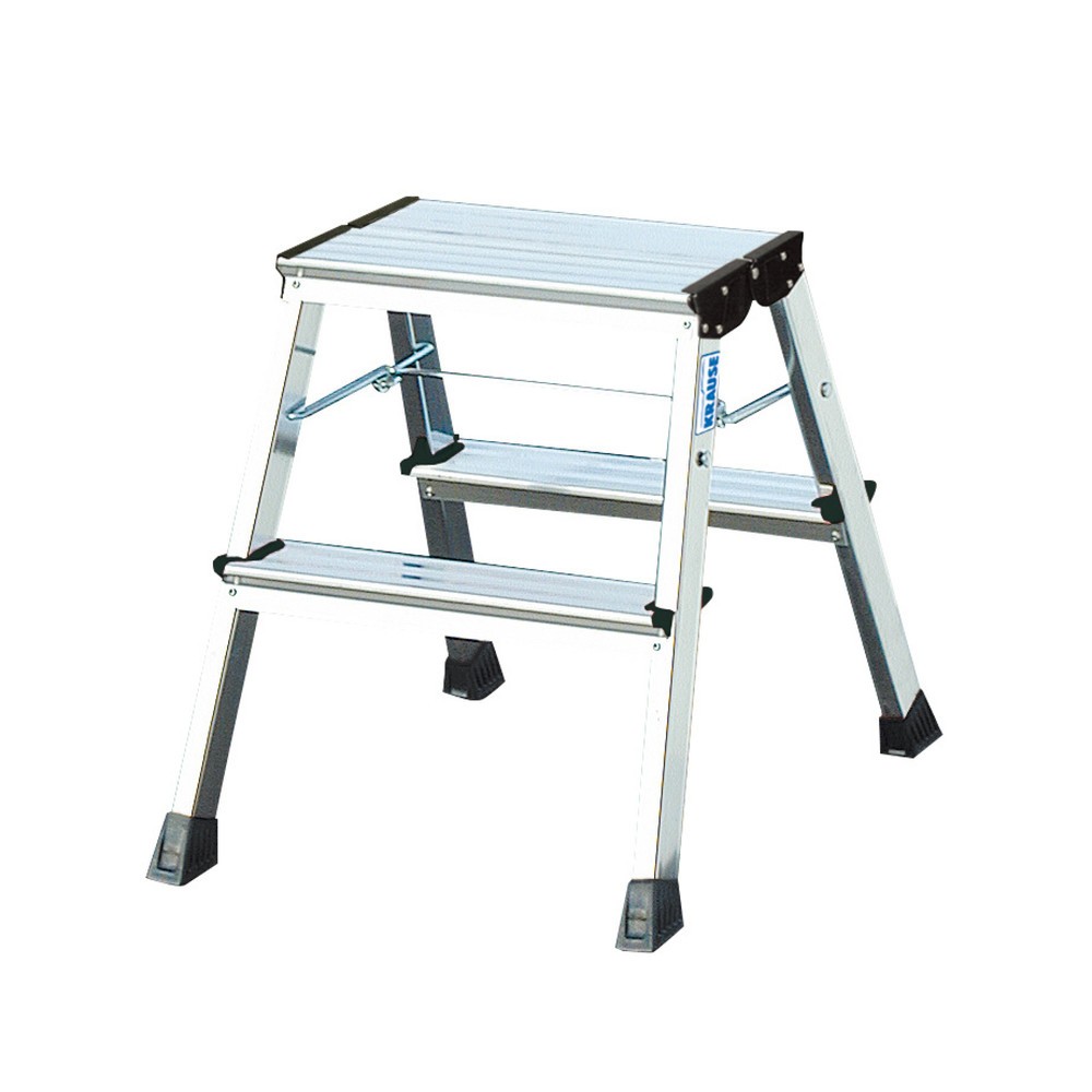 Product afbeelding: Dubbele vouwtrap KRAUSE® uit aluminium, stahoogte 0,45 m, aluminiumkleur