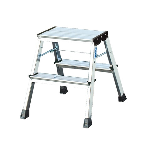 Productafbeelding nr. 1: Dubbele vouwtrap KRAUSE® uit aluminium, stahoogte 0,45 m, aluminiumkleur