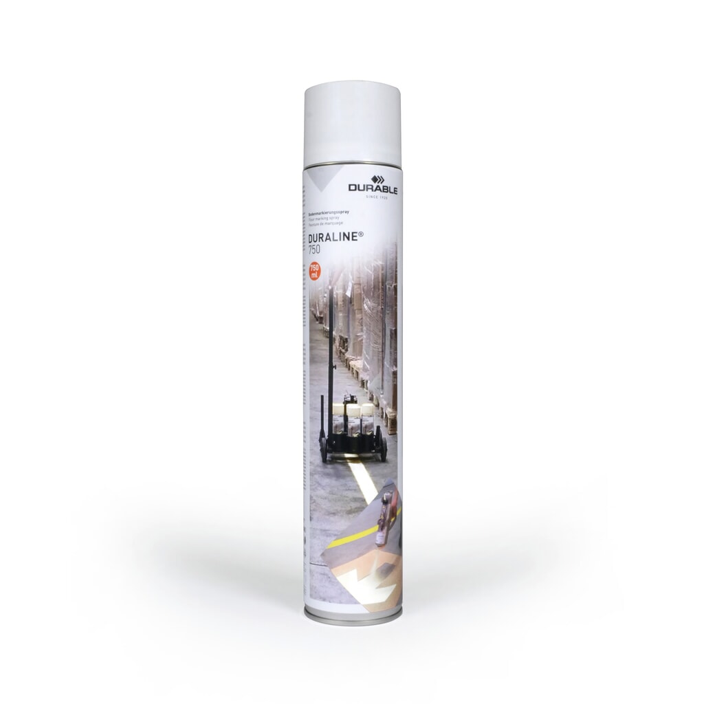 DURABLE DURALINE® vloermarkeeringsverf in spuitbus, voor binnen en buiten, 750 ml, wit Product afbeelding: DURABLE DURALINE® vloermarkeeringsverf in spuitbus, voor binnen en buiten, 750 ml, wit