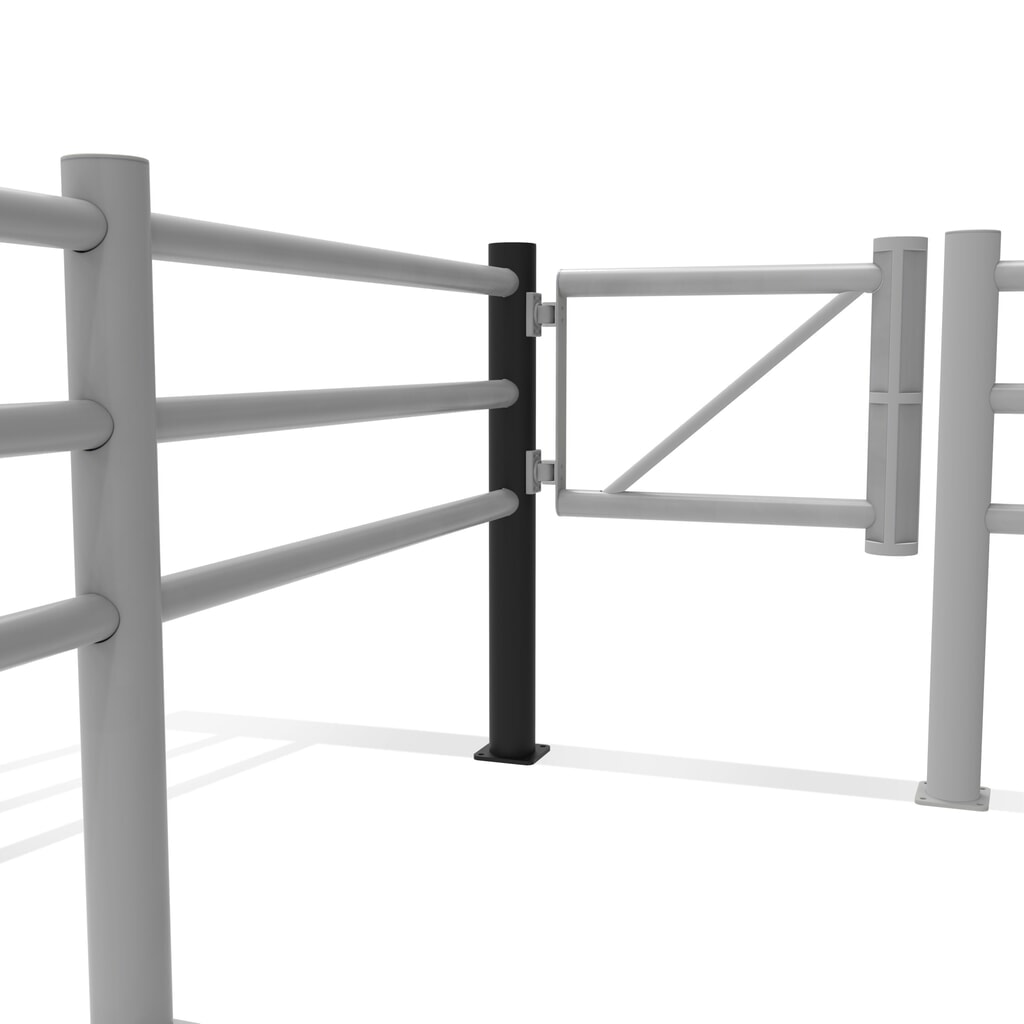 Productafbeelding nr. 11: Klapdeur-eindpaal voor veiligheidshek ‘Delta‘, Ø 110 mm, hoogte 1.200 mm, 90°, rechts