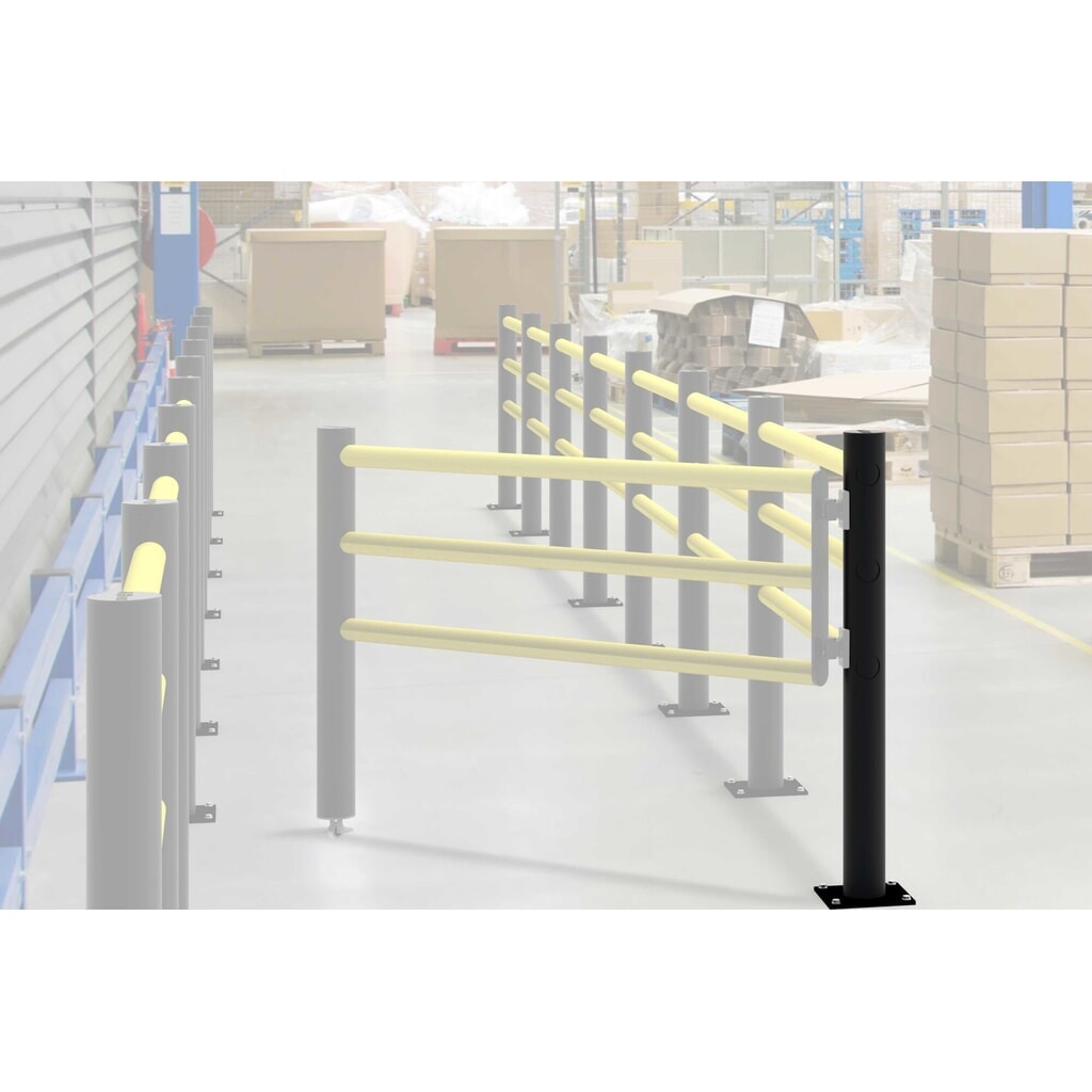 Klapdeur-eindpaal voor veiligheidshek ‘Delta‘, Ø 110 mm, hoogte 1.200 mm, 90°, rechts Productafbeelding nr. 12: Klapdeur-eindpaal voor veiligheidshek ‘Delta‘, Ø 110 mm, hoogte 1.200 mm, 90°, rechts